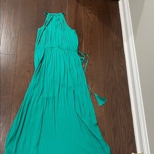 NWOT Loft Green Silk Tie Halter Dress